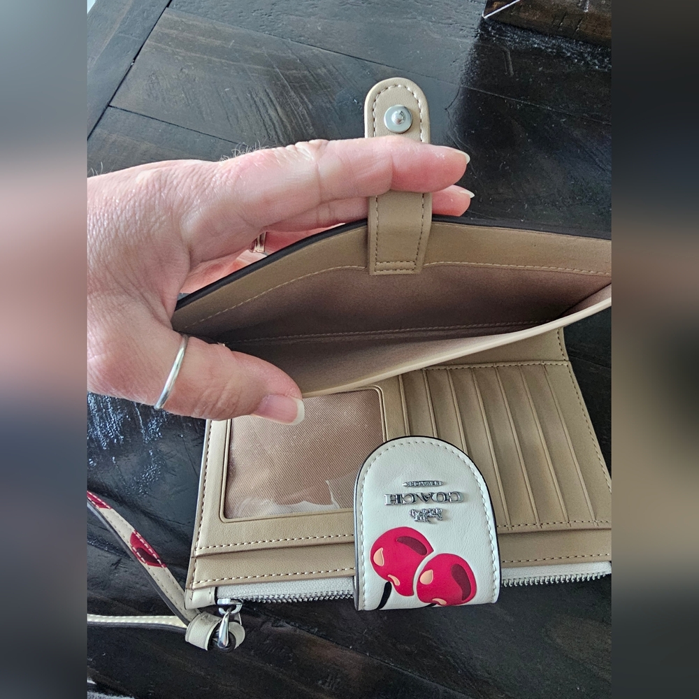 COACH White Cherry Print Phone Case Wristlet - Picture 10 of 15